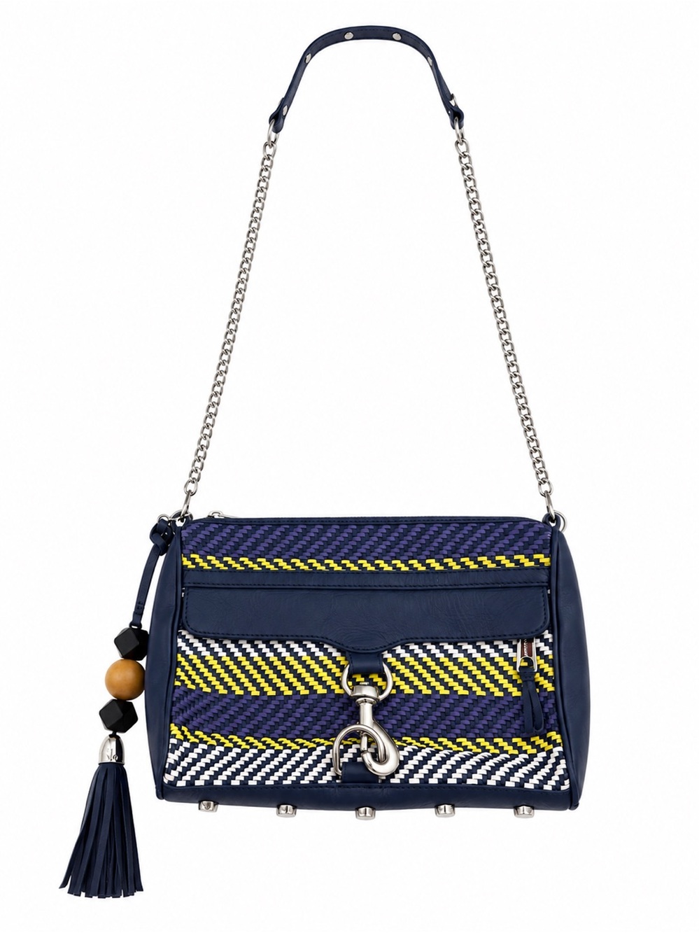 Rebecca Minkoff Navy Woven Leather Crossbody/Shoulder Bag with Tassel Charm